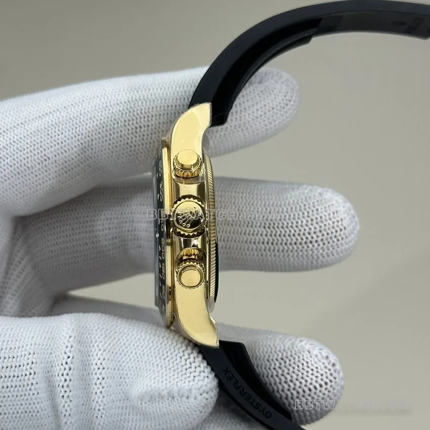 Clean FactoryRolexDaytona1:1super gold plate full gold rubber model 126518side live photo