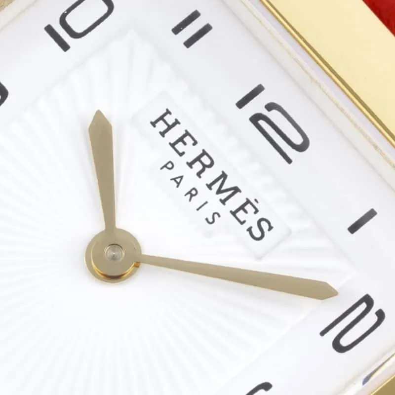 Hermès ladies' watchtop-tier replicaHeureH series quartz square fashion watch vermilion braceletrose gold plate front view