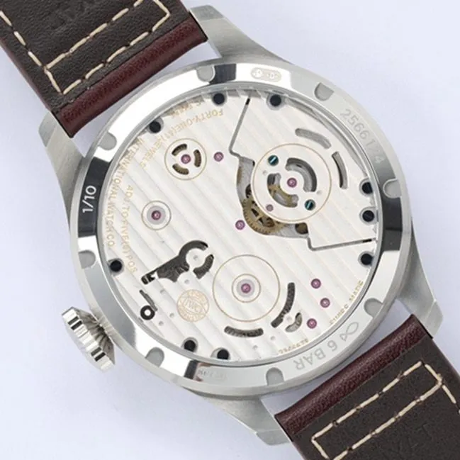 top-tier watch IWC men's blue dial hour room pilot series tourbillon watch bracelet picture front view