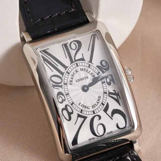 top-tier Franck Muller Long Island series quartz women's dial black belt watch front view