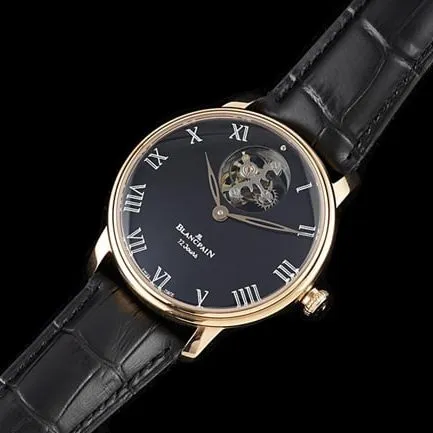 JBF Factorytop-tier replicaBlancpainhigh-quality watch men's black dial black belt tourbillon classic full series mechanical leather strap watch domineering return front view