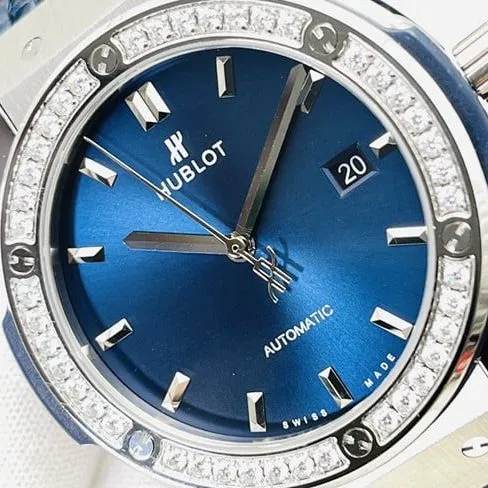 top-tier watch HublotBig Bang Sang Bleu series V3 upgraded version men's blue dial blue belt mechanical leather strap watch front view