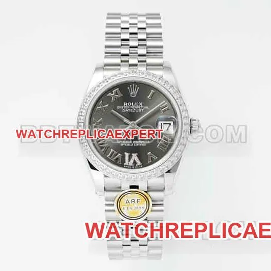 ARF FactoryRolex log 1:1super dark gray plate Roman numerals diamond bezel31mm five grid link 278289front live photo