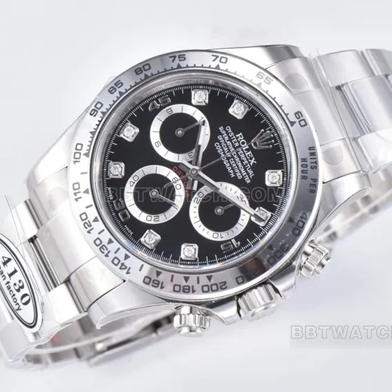 Factory C Rolex Daytonatop-tier 1:1high-quality replicablack dialsteel bracelet model m116509-0055side live photo