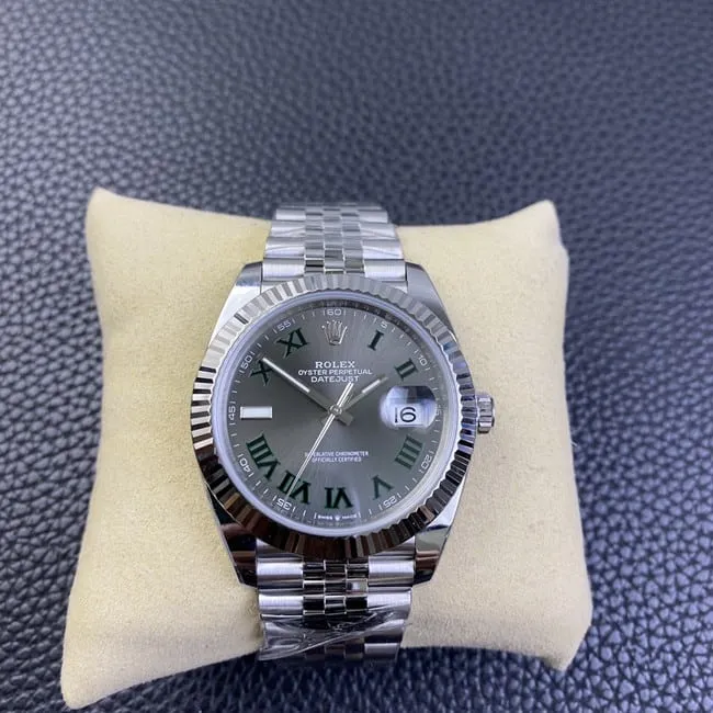 Clean factory Rolextop-tier watch men's gray plate steel braceletDatejust series automatic movement watch front view