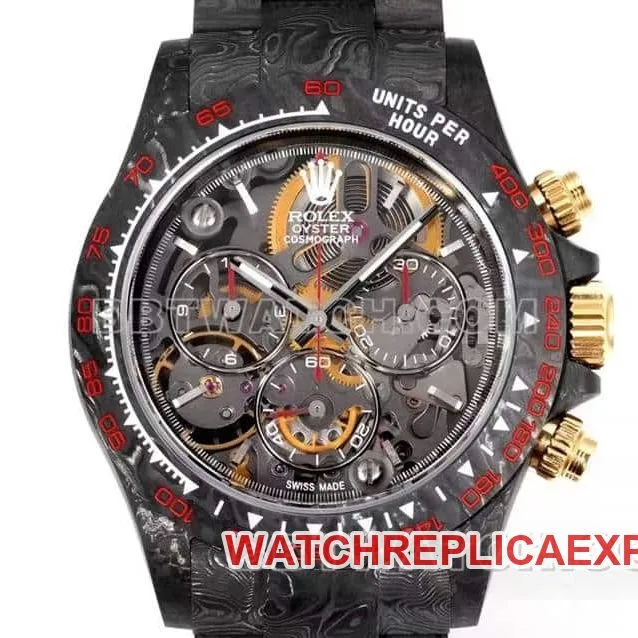 TW factory Rolex Daytona top-tier carbon fiber hollow plate black steel bracelet front live photo