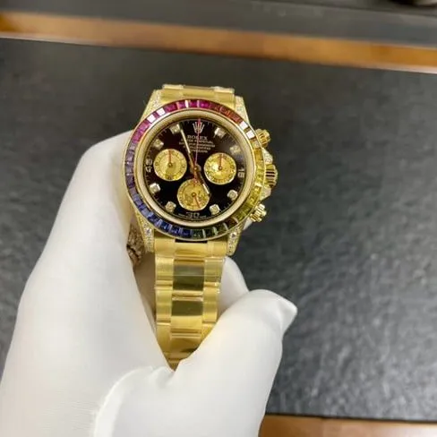 Rolextop-tier watch Rainbow Di men's black dial gold belt automatic movement watch front view