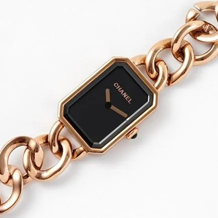 top-tier replicaChanel women's black dialrose gold with Premiere watch series quartz watch front view