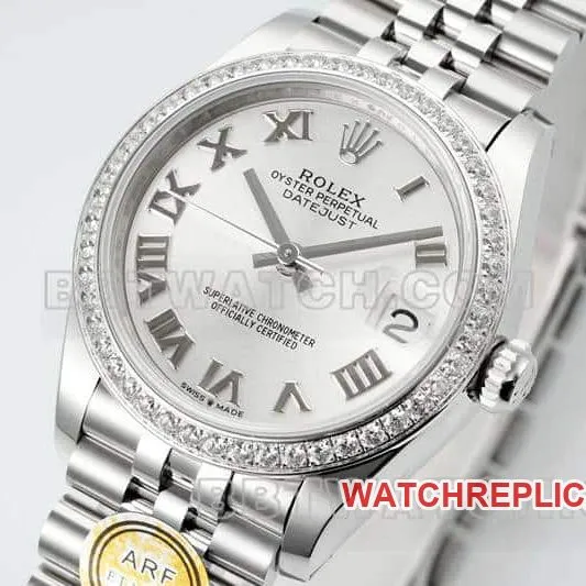 ARF FactoryRolex log top-tier 1:1super silver gray plate Roman numerals 31mm five grid link 278384front live photo