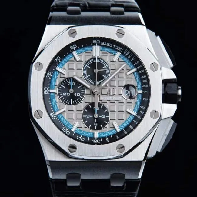 top-tier replicaAPFAudemars PiguetRoyal Oak Offshore 26400 watch top-tier white steel front view