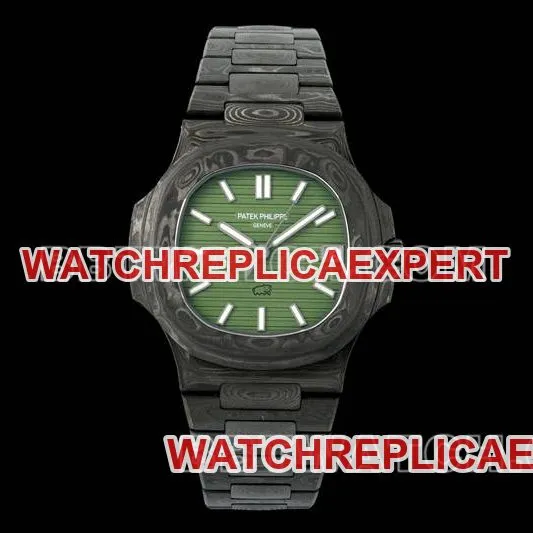 Patek Philippe collectible watch DIW factory Nautilusgreen dial carbon fiber mechanical steel bracelet model 5711front live photo