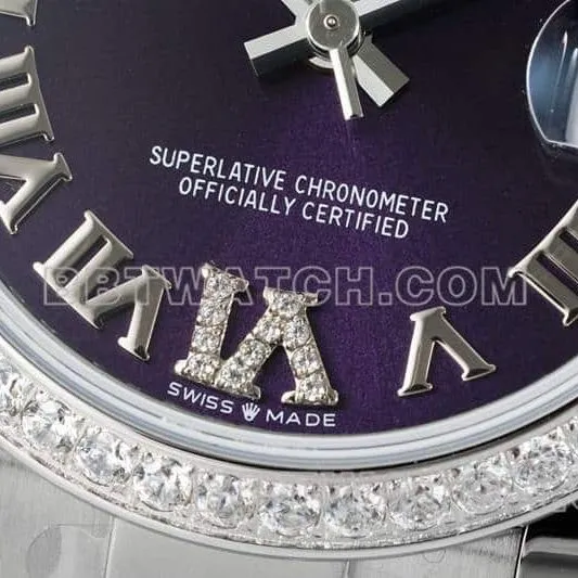 ARF FactoryRolex log 1:1top-tier purple plate diamond bezel Roman numerals 31mm five grid link 278384front live photo