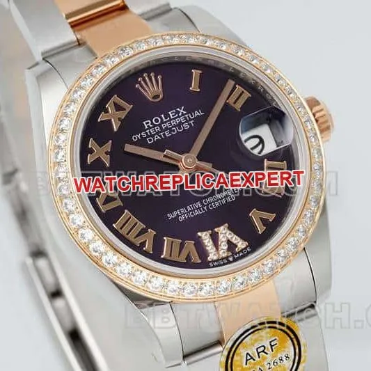 ARF FactoryRolex log 1:1super purple plate diamond bezel31mm gold three grid link 278381front live photo