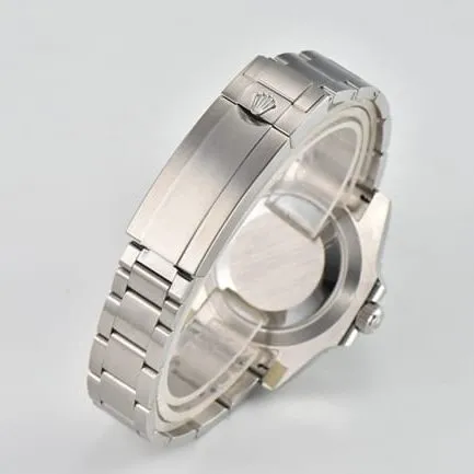 CLEAN factory top Rolex imitation watch men's black dial steel strap v4 latest version mechanical watch front view