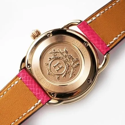 top-tier Hermès women's white dial red strap classic series quartzleather strap watch front view