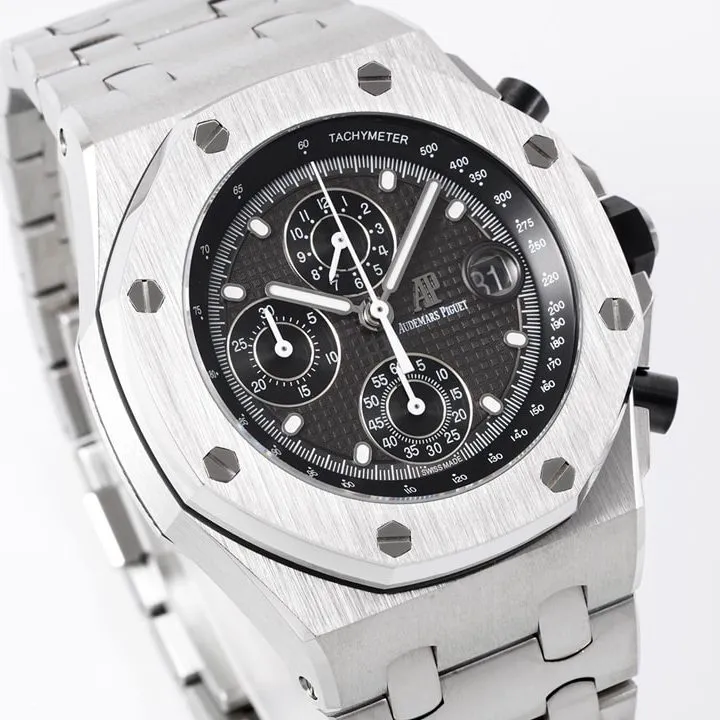 APF factory Audemars Piguet men's Royal Oak offshore top-tier 1:1high-quality watch dark gray plate steel bracelet model 26238TI.OO.2000TI.01caseback live photo