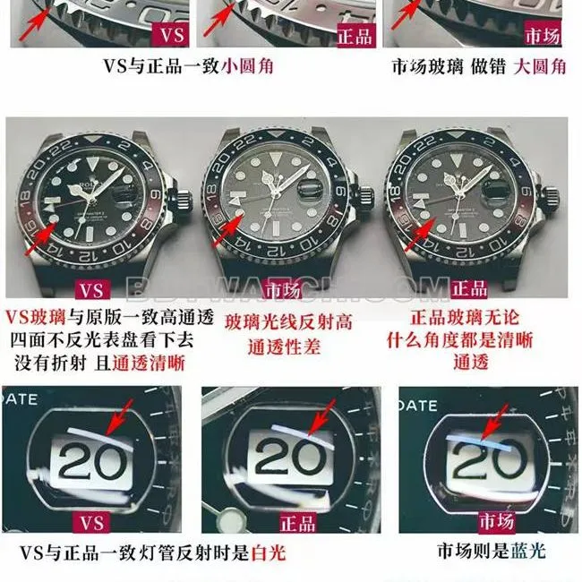 VS FactoryRolexGMT-Master blue and red bezel3285movement126710top-tier watch comparison Genuine difference appearance live photos