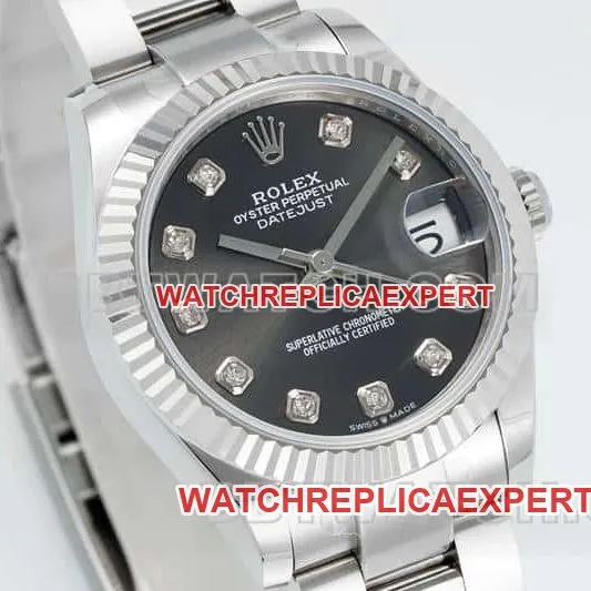 ARF FactoryRolex log top-tier replicablack dial31mm three grid link 278274front live photo