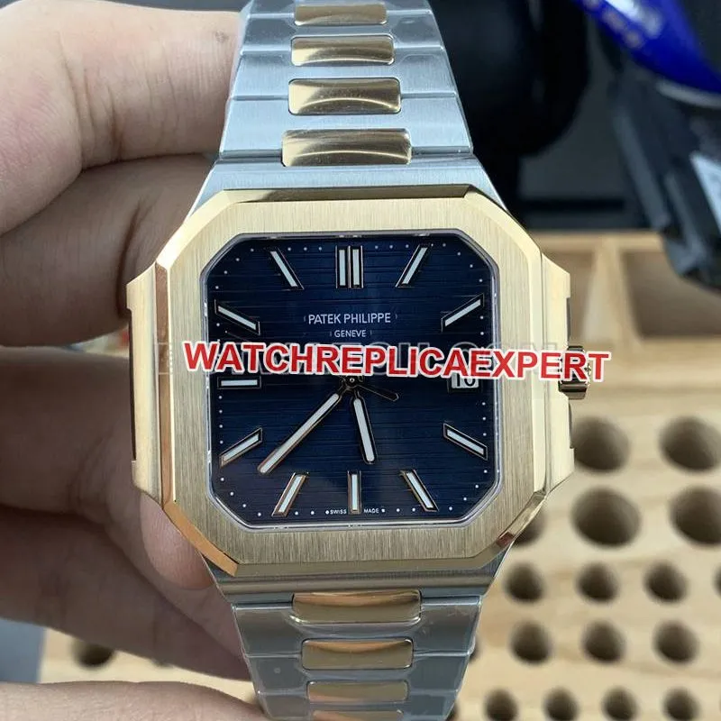 Patek Philippe collectible watch PPF FactoryCubitusblue dial45MM gold steel bracelet model 5821front live photo