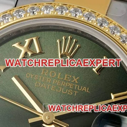 ARF FactoryRolex log 1:1super clonegreen dialdiamond bezel31mm gold three grid link 278383front live photo