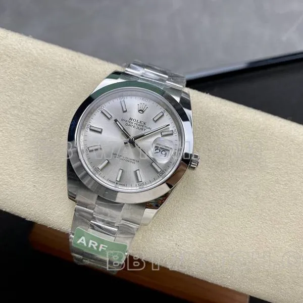 Rolex1:1replica watch ARF Factory log 41mm aperture silver dial3235steel bracelet front live photo