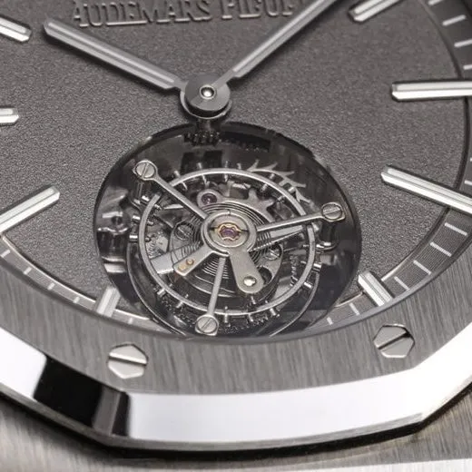 top-tier replicaR8 factory 2022 Audemars Piguet gray plate Royal Oak self-winding tourbillon men's watch front view