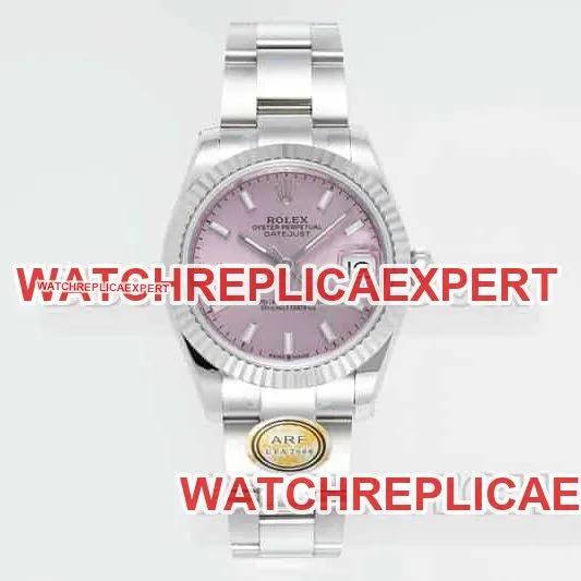 ARF FactoryRolex log top-tier 1:1super pink disk stick hour markers 31mm three-lattice chain link 278274front live photo