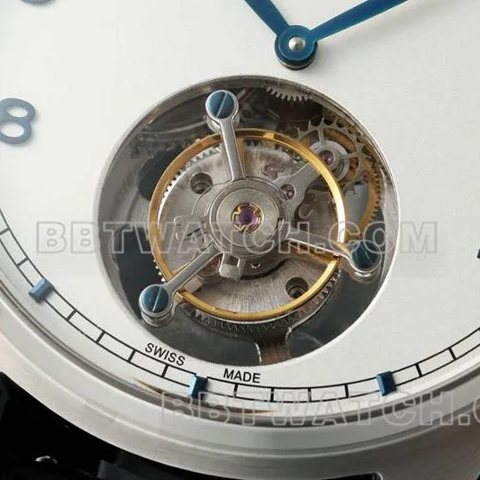 IWC watch RMS factory Portugal white dialtourbillon mechanical leather strap model front live photo