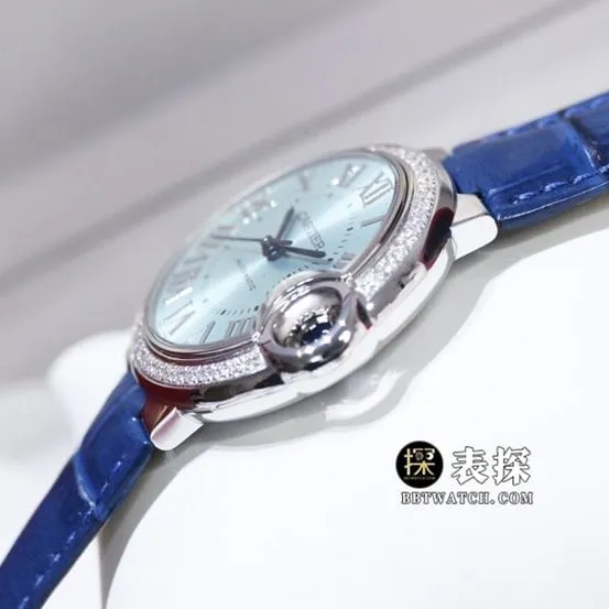 GTG factory Cartier blue balloon top-tier watch ladies blue dial diamond leather strap model pictures and prices front live photo