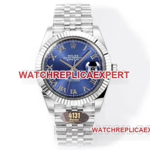 collectible watch log JF factory Rolexblue dial Roman numeral 3235 mechanical 41mm front live photo