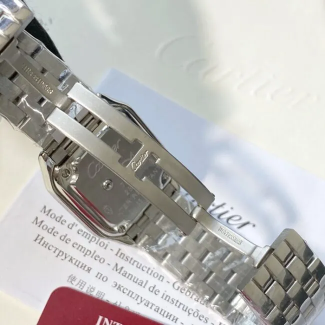 top-tier watch Cartier women's white dialsteel bracelet cheetah series quartz watch front view
