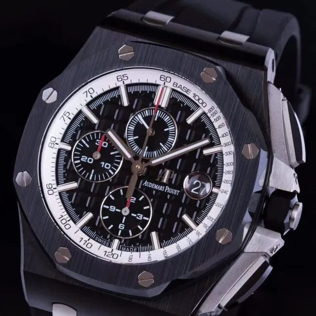 top-tiersuper cloneAPFblack dialAudemars PiguetRoyal Oak Offshore 26400ceramicchronograph watch front view