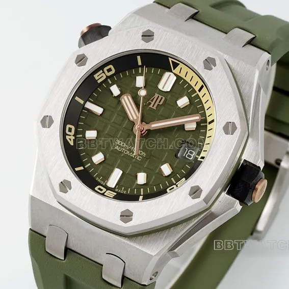 APS factory Audemars PiguetRoyal Oak offshore avocado rubber model 15720ST.OO.A052CA.01front live photo