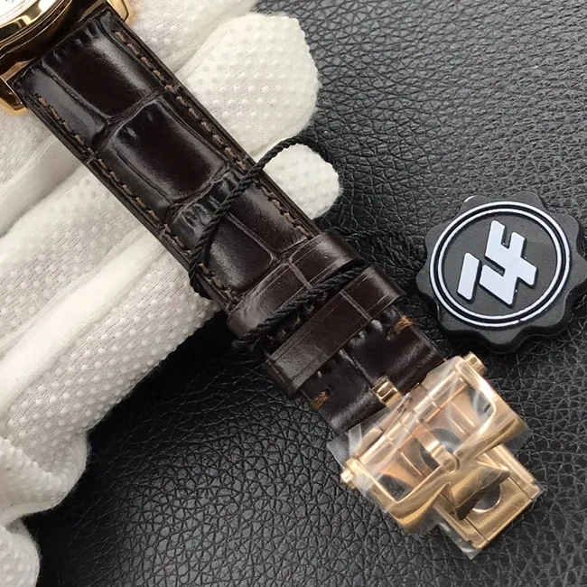 ZF Factorytop-tier watch Vacheron Constantin men's white dial brown belt Wu Luzhi type series full date display moon phase watch front view