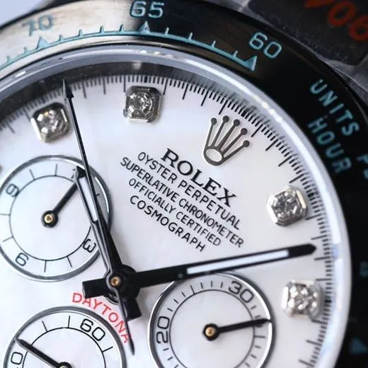 Rolex watch fully automatic movement men's white dialsteel braceletBLAKEN carbon black di front view