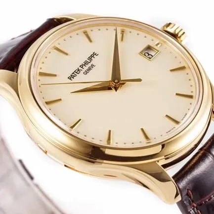 ZF Factorytop-tier watch Patek Philippe there white dial brown belt classic series leather strap mechanical watch front view