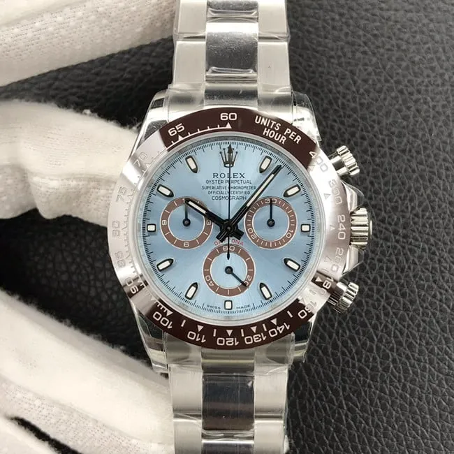 Rolextop-tier watch men's blue dialsteel bracelet universe chronograph Daytona automatic movement watch front view
