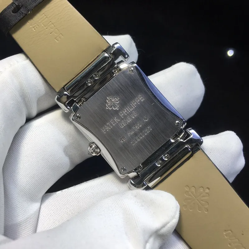 Real diamond replicaPatek Philippe women's square watch full diamond detail shots