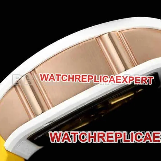 Richard Mille men's smiley tourbillon white shell yellow rubber RM 88caseback live photo