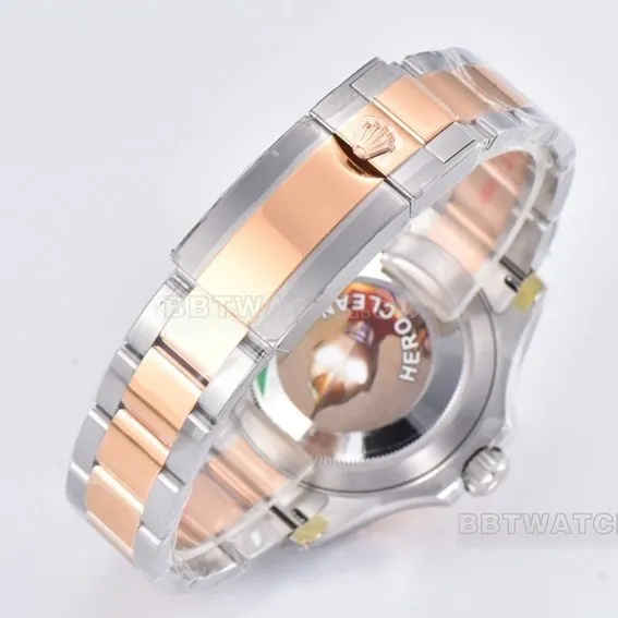 Factory C Rolex Yacht-Master 1:1super cloneblack dial gold steel bracelet model m126621-0002side live photo