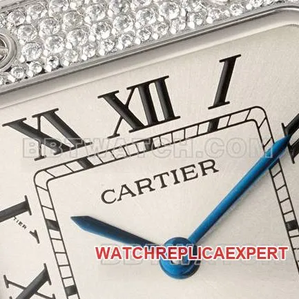 top-tier watch Santos Cartiersilver dialdiamond bezelquartz movementfront live photo