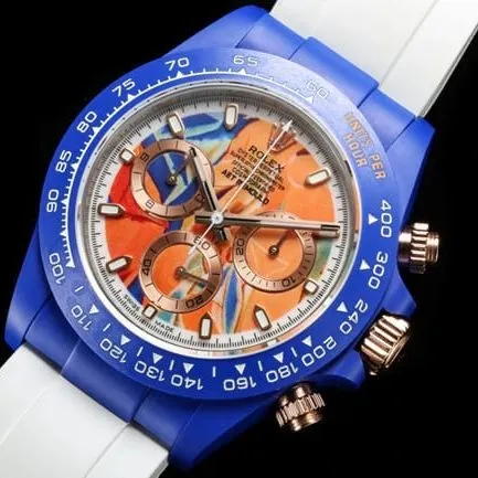TW factory top-tier replicaRolexhigh-quality fully automatic movementDaytona series men's gold plate rubber strap watch front view