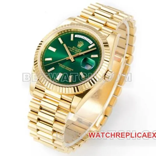 watch Rolexyellow goldPPM factory Day-Date mechanical green dialfront live photo