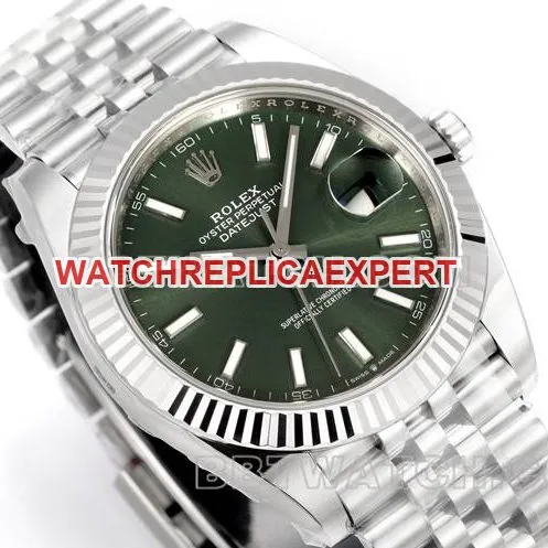collectible watch JF factory log Rolexgreen dial3235 mechanical 41mm front live photo
