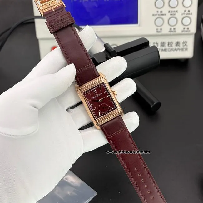 top-tier watch JJF factory Jaeger-LeCoultre flip watch burgundy dial 398256Jfront live photo