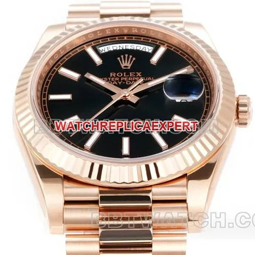 1:1replica watch Day-DatePPM factory Rolex mechanical black dialrose goldfront live photo