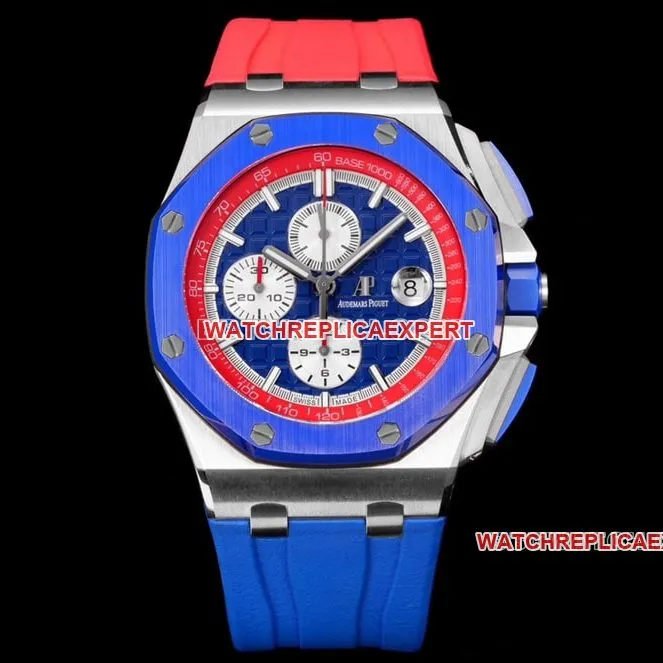 TW factory Audemars PiguetRoyal Oak offshore type 1:1super cloneblue dial red inner bezel26400front live photo