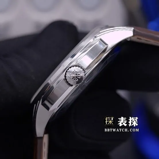 GR factory complications Patek Philippe1:1replica watch lume milk white dialmoon phaseleather strap model 5320G-001lumelive photos