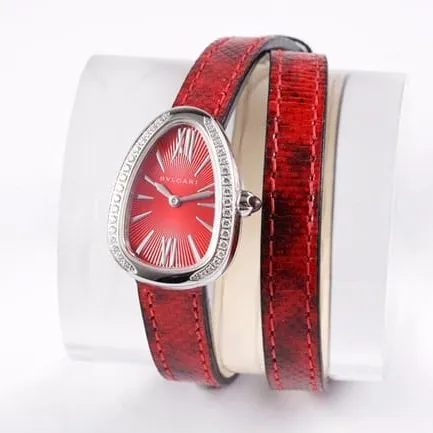 BV Factory Top collectible watches Bvlgari Quartz Serpenti Series Women's Red Strap Belt Watch Front View