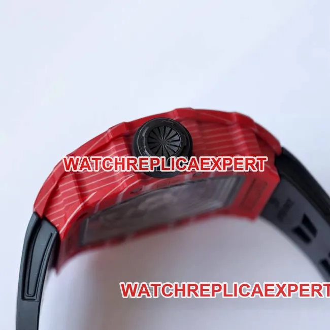 1:1replica watch RM35-02 UMI factory Richard Mille red shell black belt front live photo